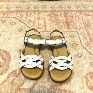 6.5T Stride Rite White Leather Sandals